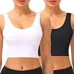 SIMIYA Women Seamless Sports Bra 2 Pack Wireless Compression Bra Without Pading Comfort Yoga Crop Tops Vest for Running Sports Fitness(White+Black,M)