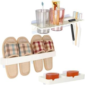 BELLE VOUS Soporte Cepillo de Dientes, Jabonera Baño y Zapatero Adhesivo de Pared - Organizador de Baños Porta Cepillo de Dientes, Pasta Dental, Jabón, Zapatos y Toallas