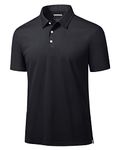 MAGCOMSEN Polo Shirts for Men Short Sleeve T Shirts Summer Casual Shirts Golf Shirts Fishing Shirts Polo Shirt Quick Dry Pique Jersey Golf Polo Shirt Black