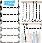 Closet Organizer,12 Pack Stronger Closet Organizers and Storage Clothes Hanger with 5 Holes Closet Storage for Heavy Clothes,College Dorm Room Essentials Magic Closet Organization Space Saving Hangers