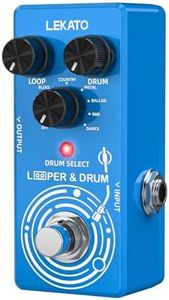 LEKATO Looper Guitar Pedal Drum Machine, 2 in 1 Drum Looper Pedal, 6 Min Loop Time, 8 Drum Grooves, Real Drum Samples with Tap Tempo, Unlimited Overdubs Undo/Redo, Support Import/Export