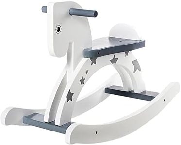 labebe - Wooden Rocking Horse, Baby Wood Ride On Toys for 1-3 Year Old, Grey Rocker Toy for Kid, Toddler Ride Animal Indoor/Outdoor, Boy&Girl Rocking Animal, Infant Ride Toy, Christmas/Birthday Gift