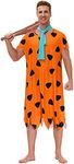 AOBUTE Mens Caveman Family Costume Halloween Cosplay Adult Couple Matching Party Outfit Orange Tunic XL