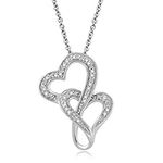 Jewelili Double Heart Necklace Pend