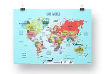 EKDALI World- World Map and Its Countries- Learning | world map poster for kids | Wall posters for study,world map learning 16.5 x 23.4 inch