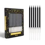 Birthday Candles - 24 Count Long Thin Black Birthday Candles for Cake, Metallic Cake Candle for Birthday, Party Candles