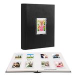 128 Pockets Photo Album with Writing Space, Front Window, for Polaroid Photo Albums 3 Inch Compatible with Fujifilm Instax Mini 12 11 9 8 7s 99 90 70 40, for Polaroid 300, HP Sprocket(Black)