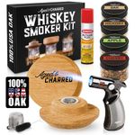 Whiskey Smoker Kit with Torch and Butane - 4 Flavors Wood Chips, 100% USA Oak Smoker, High-End Set - Cocktail Smoker Kit for Drinks - Old Fashioned Bourbon Smoker Gift Set for Men