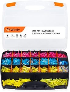 Wirefy Heat Shrink Wire Connectors Kit - Marine Grade Electrical Connectors - Automotive Butt Connectors - Insulated Ring, Spade, Fork, Hook, T-Tap Crimp Terminals - 22-10 Gauge - 1080 PCS