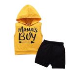 Real Style Cotton Blend Clothing Sets for Boys Sleeveless Hoodie And Shorts For Boys (Yellow2-3-4)