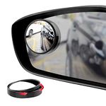Ampper Blind Spot Mirror, 2" 360 Degree Adjustabe HD Glass and ABS Housing Convex Round Stick-On Mirror for Car (Black, Pack of 2)