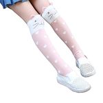 BOWKITE Girls Knee High Socks Kids Cotton Catroon Animal Over Calf Stockings Tube Socks Pink Heart Cat