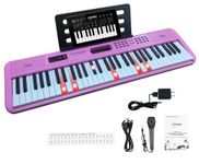 Funtaki Portable 61-Key Piano Keyboard with Lighted Keys - 61 Compact Keys Electric Piano for Beginners Adults Pink