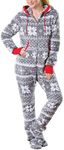 PajamaGram One Piece Pajamas for Women - Fleece Womens Onesie, Gray, Large