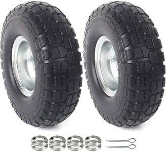 AR-PRO (2-Pack) 10-Inch Solid Rubber Tire Wheels - Replacement 4.10/3.50-4" Flat Free Tire with 5/8" Bearings, 2.2" Offset Hub - Compatible with Hand Truck, Wheelbarrow, Dolly, Gorilla Carts