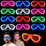 12 Pack LED Glasses Patriotic Party Favors, 5 Colors Light Up Glasses Glow In The Dark Party Supplies Glow Glasses