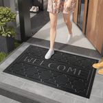 COLOR&GEOMETRY Welcome Door Mat 45 X 75 cm Entrance Door Mat Outdoor Non-slip Front Outside Door Mat Outdoor Mat Dirt Trapper Door Mat for Entryway Hallway Outdoor and Indoor (BlackGrey)