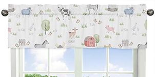 Sweet Jojo Designs Farm Animals Window Treatment Valance - Watercolor Farmhouse Horse Cow Sheep Pig