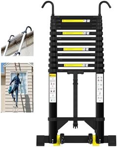 Wolec Telescoping Ladder, 16.5FT Aluminum Portable Extension Ladder w/Hooks, Stabilizers& Wheels, Heavy Duty 330lbs Max Capacity, Collapsible Telescopic Ladder for Rv, Roof, Attic, Outdoor -Black