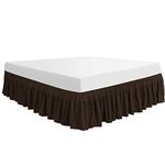 PiccoCasa Polyester Wrap Around Bed Skirt,Elastic Dust Ruffles Bedskirts,Fade & Wrinkle,No Lift Mattress,Three Fabric Sides with 16 Inch Drop Dark Brown Queen