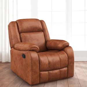 Duroflex Avalon - Premium Suede Fabric Single Seater Recliner | 3 Recline Positions | Plush Cushioning | Durable Wood Frame | Luxurious Comfort Design | 3 Years Warranty - Desert Orange