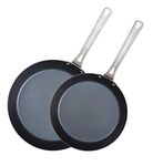 Viking Culinary Blue Carbon Steel 2-Piece Nonstick Fry Pan Set, 10 Inch & 12 Inch, Ergonomic Stay-Cool Handle, Grill, Oven Safe, Works on All Cooktops Including Induction