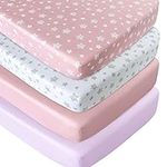 Crib Sheets for Girls 4 Pack, Fitte