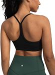 Colorfulkoala Women's Dreamlux Y Back Sports Bra Low Impact Padded Workout Top with Built in Bra A-C Cups (M, Black)