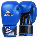 Kobo BXG-05 Top Grain Natural Hide Leather Boxing Gloves Punching Bag Glove for Men & Women (Blue)