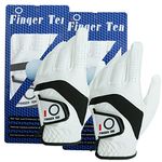 FINGER TEN Golf Gloves Men Left Hand Leather All Weather Premium Grip Tour Value 2 Pack, Mens Golf Glove Soft Comfortable Breathable Flexible for Golfers Sport Outdoor (White, XL, Left)…