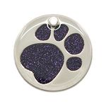 Personalised Engraved 25, 32 & 36mm Glitter Paw Print Pet Tag. Bold Contrasting Text. Small, Large & Very Large CAT/Dog ID Tags (Black, 32mm (Medium & Large Dogs))