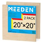 MEEDEN Unfinished Wood Canvas Board: 3/4” Deep 20x20” Wooden Canvas Panel Pack of 2 - Blank Cradled Wood Art Board for Painting