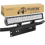 Willpower 20 inch 126W Spot Flood LED Work Light Bar with License Plate Bracket Off road Trucks SUV 4WD Driving Fog Lights (20 inch + BK011)