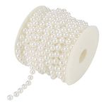 10m/roll 8mm Cotton Line Artificial Pearl Beads String Chain Garland Flowers Wedding Decoration DIY Craft Pearl String(White)