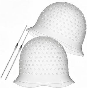Mavsigak 2 Pcs Hair Coloring Highlight Cap, Reusable Silicone with Hook and Holes for Frosting Hair Salon Hairdressing Tool Kit