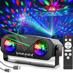Disco Lights,Party Lights Sound Activated with Roating Disco Ball,Star Projection,Ocean Light,3 Lens Light Pattern Show for Party DJ KTV Club Christmas Festival Gifts