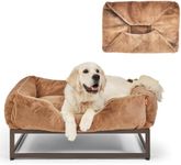 FUZI Luxury Dog Bed for Medium Dogs with Extra Cover, 2 Plush Dog Bed Covers Included, Elevated Dog Beds Medium, Machine Washable, Raised Dog Beds for Medium Dogs, Medium 32x24x18 Sand and Mud