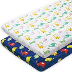 Pack and Play Sheets, 2 Pack Pack n Play Sheets Compatible with Graco Pack n Play/Mini Crib,100% Soft and Breathable Microfiber, Elephant & Dinosaur