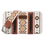 Wrangler Wallet Purse for Women Western Aztec Clutch Wristlet Wallet with Credit Card Holder, A-beige, Trendy LG-WG2202-W006CF