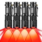 RaySoar 4 Pack Red Light Flashlight Red LDE Flashlight Red Flashlight Night Vision Flashlight for Astronomy, Night Observation and Outdoor Activities(4 PCS)