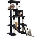 Yaheetech 159cm Cat Tree Cat Condo Furniture w/Top Platform Cat Scratching Posts Dangling Ball and Cat Hammock Cat Climbing Tower foy Indoor Cats