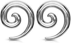 Pierced Owl Stainless Steel Spiral Tapers, Sold as a Pair (2.4mm (10GA), Silver Tone)