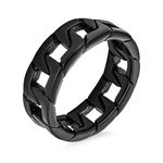 Men's Biker Jewelry Urban Mechanic Black Wide Open Rope Cuban Cable Curb Chain Link Ring Band For Men Gothic Solid Stainless Steel