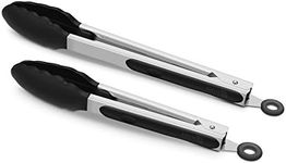 2 Pack Black Kitchen Tongs, Premium