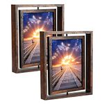 2 Pack 8x10 Rustic Rotating Picture Frames, Photo Frames for Vertical or Horizontal Tabletop Display, Brown