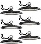 Sunco 6 Pack UFO LED High Bay Light, Plug & Play Lighting for Warehouse, 5000K Daylight, 150W, Power Cord Included, 19500 LM, 120VAC, IP65 Waterproof Shatterproof Fixture - UL Listed