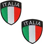 2 Pieces Italy Shield Flag Patch Embroidered Applique Iron On Sew On Italian Shield National Emblem Patch for Jackets Jeans Jersey Biker Soccer Clothes Clothing Sewing Art