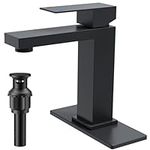 FORIOUS Bathroom Faucet, Bathroom Faucet Black, Stainless Steel Single Handle Bathroom Faucet RV Lavatory Faucet, Bathroom Vanity Sink Faucet with Pop Up Sink Drain Assembly