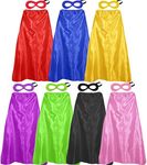 Superhero Capes and Masks for Adults Bulk-Men Women Super Hero Costume Halloween Dress Up Party Favors -7 Pack (Multicolored)