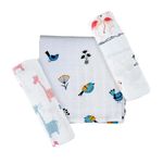 TinyLane - Curated for you! 100% Organic Bamboo Muslin Swaddle New Born Baby, 0-6+ Months, 90x90 cm, Multi Color, Skin Friendly (Giraffe + Sheep + Flamingo, Pack of 3)